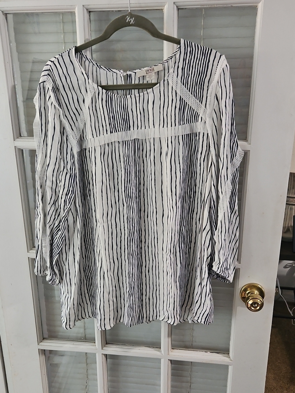 ❤️Vintage America Striped Blouse - White & Blue